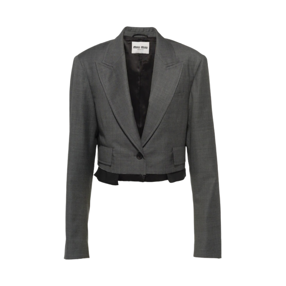 (W) 미우 미우 그리자이유 싱글 브레스티드 자켓 슬레이트 그레이((W) Miu Miu Grisaille Single Breasted Jacket Slate Grey) - 1