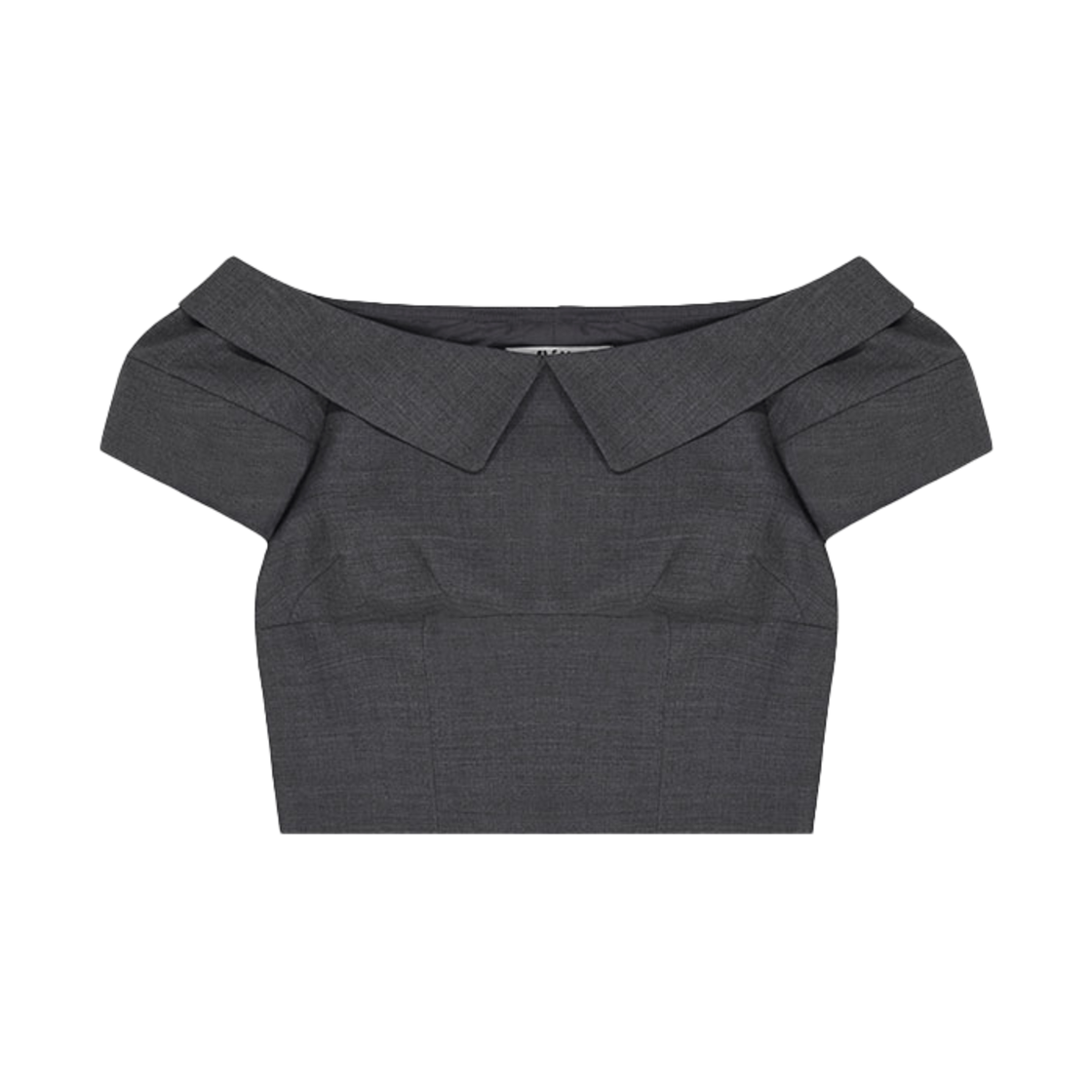 플레따 오프숄더 크롭 블라우스 그레이(FLETTA Off Shoulder Crop Blouse Gray)