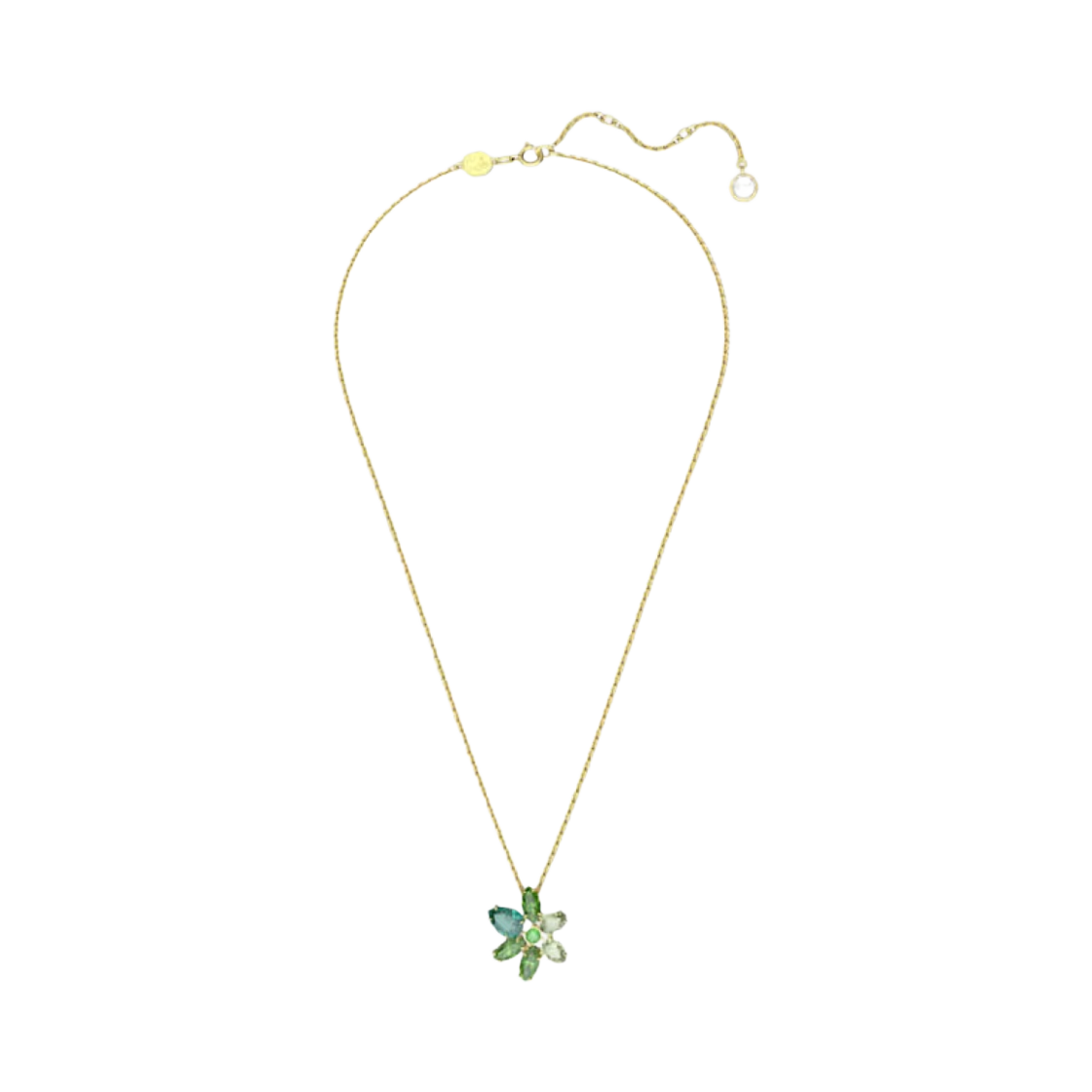 5658399 (W) Swarovski Gema Pendant Mixed Cut Flower Green Gold Plated
