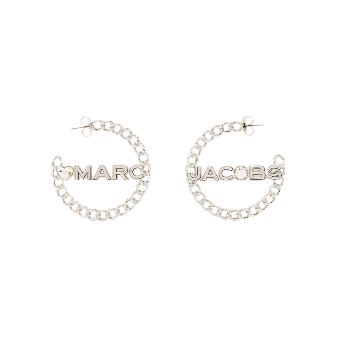 (W) 마크 제이콥스 더 참드 체인 훕스 실버((W) Marc Jacobs The Charmed Chain Hoops Silver)