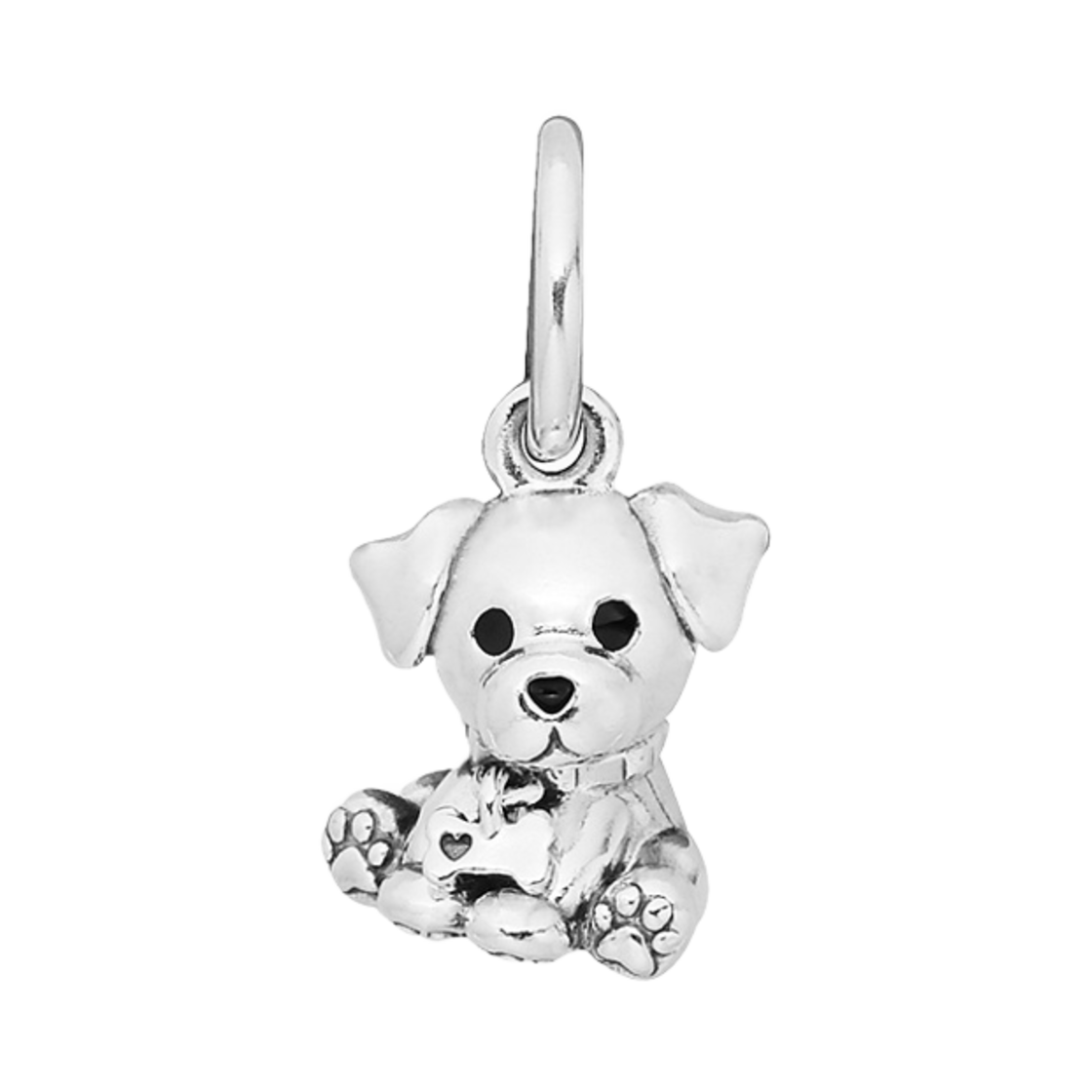 798009EN16 (W) Pandora Labrador Puppy Dog Dangle Charm Sterling Silver Black
