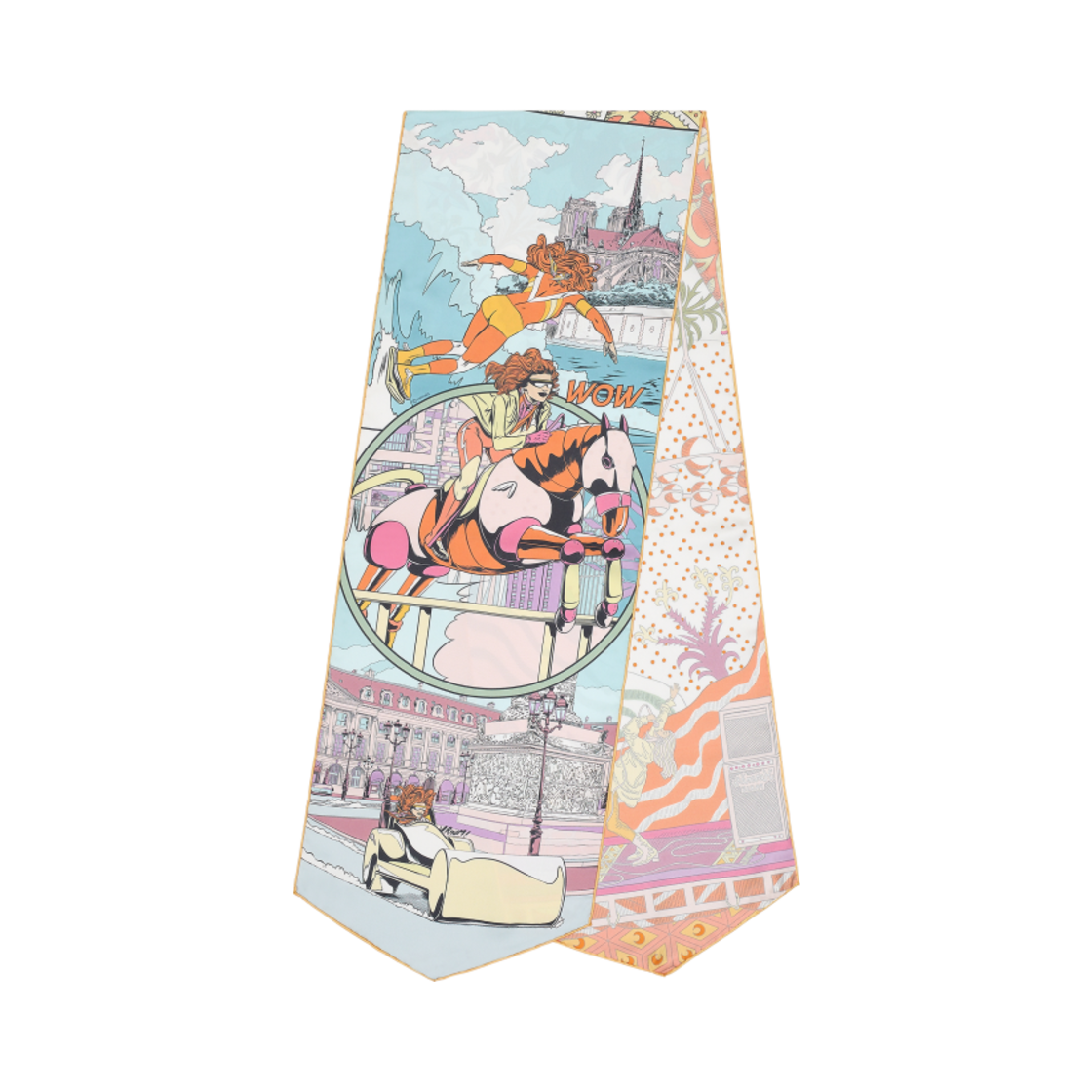 (W) 에르메스 르 프리미어 샹 와우 실크 머플러 모브 블랑 블루 글라시에((W) Hermes Le Premier Chant Wow Silk Muffler Mauve Blanc Bleu Glacier) - 2