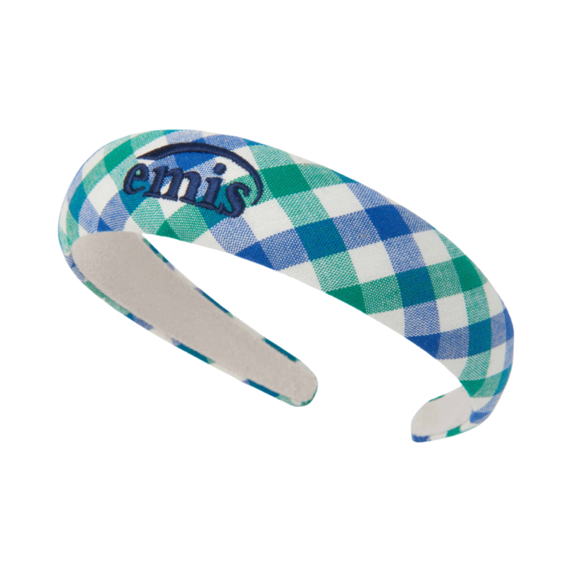 (W) 이미스 블록 체크 헤어밴드 그린 블루((W) Emis Block Check Hairband Green Blue) - 1