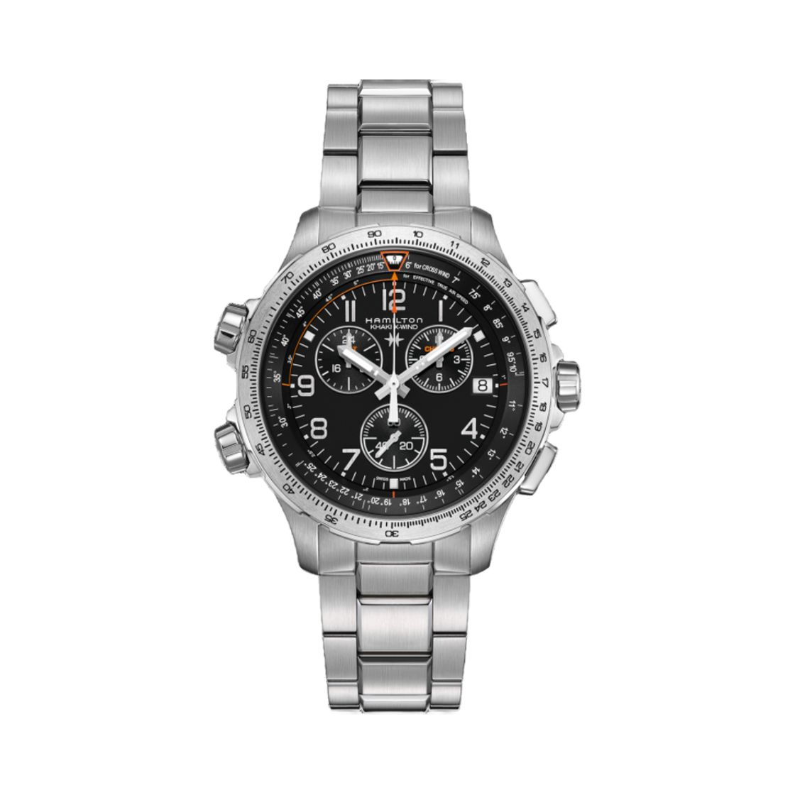 해밀턴 카키 에비에이션 엑스윈드 GMT 크로노 쿼츠 46mm 스테인리스 스틸 블랙(Hamilton Khaki Aviation X-Wind GMT Chrono Quartz 46mm Stainless Steel Black) - 1