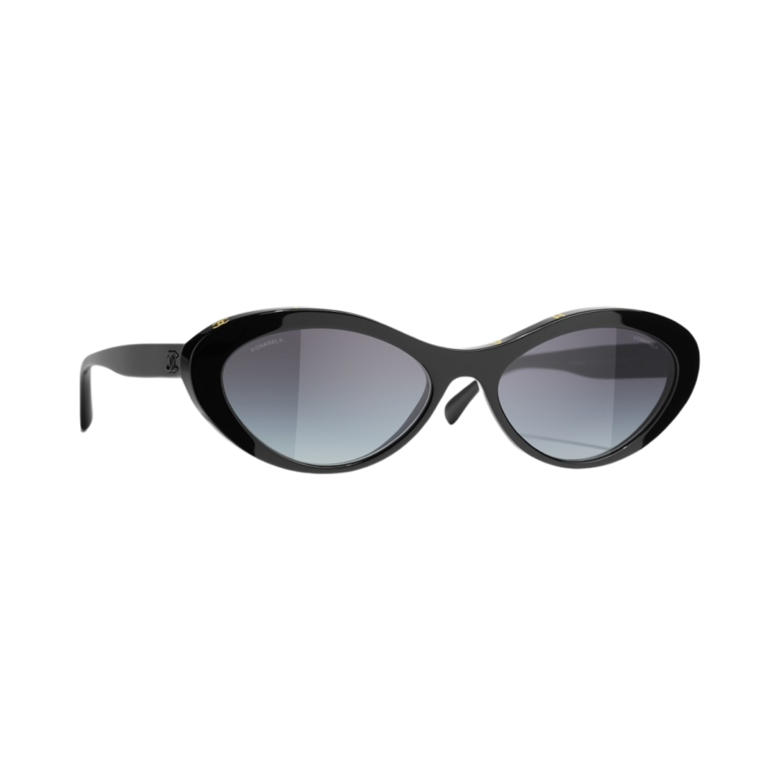 A71341-X08101-S6121-OCCI/5416-1712-S6 Chanel Oval Sunglasses Acetate & Black Yellow Frame Grey Gradient Lenses International Fit