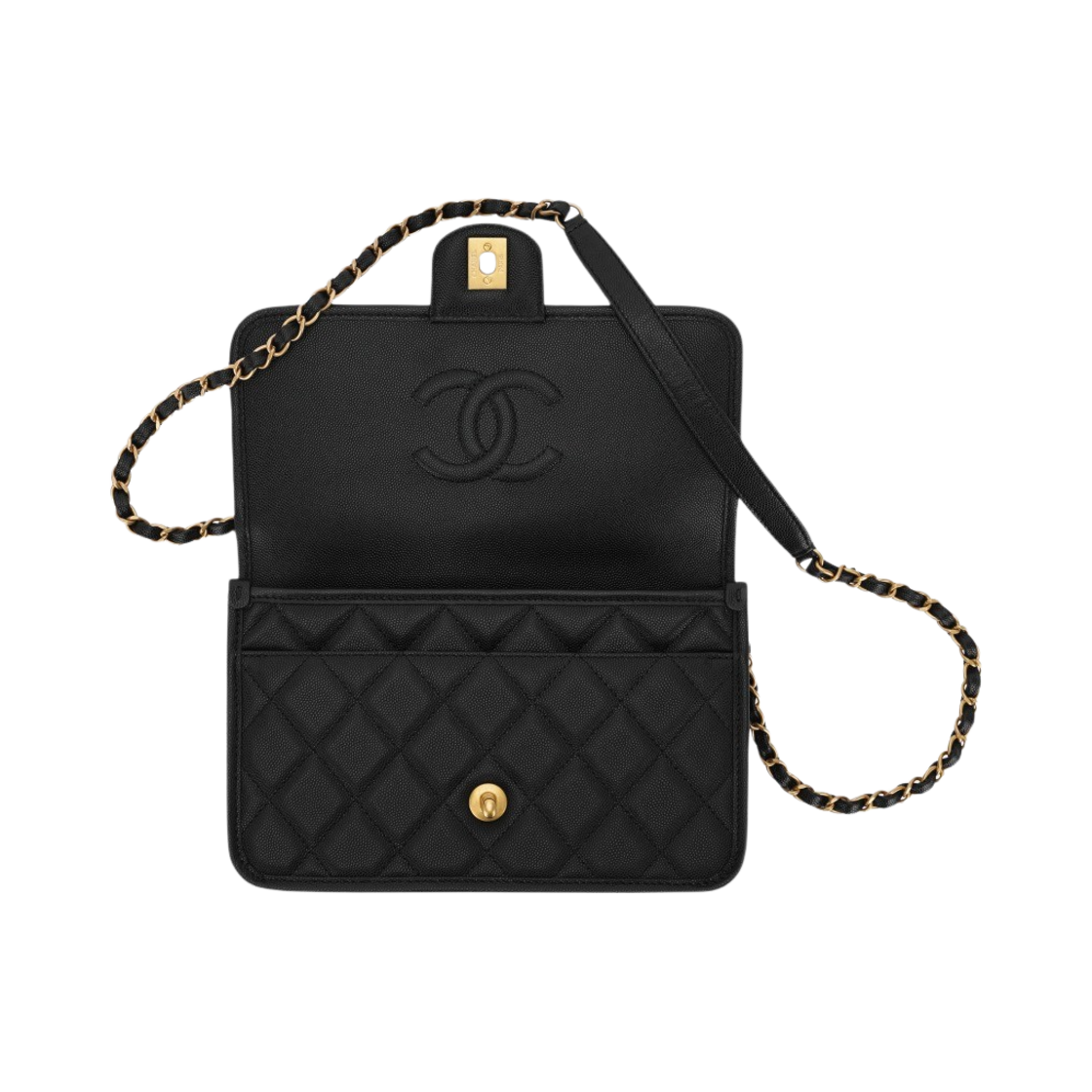 샤넬 핸들 장식의 스몰 플랩백 카프스킨 & 골드 메탈 블랙(Chanel Small Flap Bag with Top Handle Calfskin & Gold Black) - 3