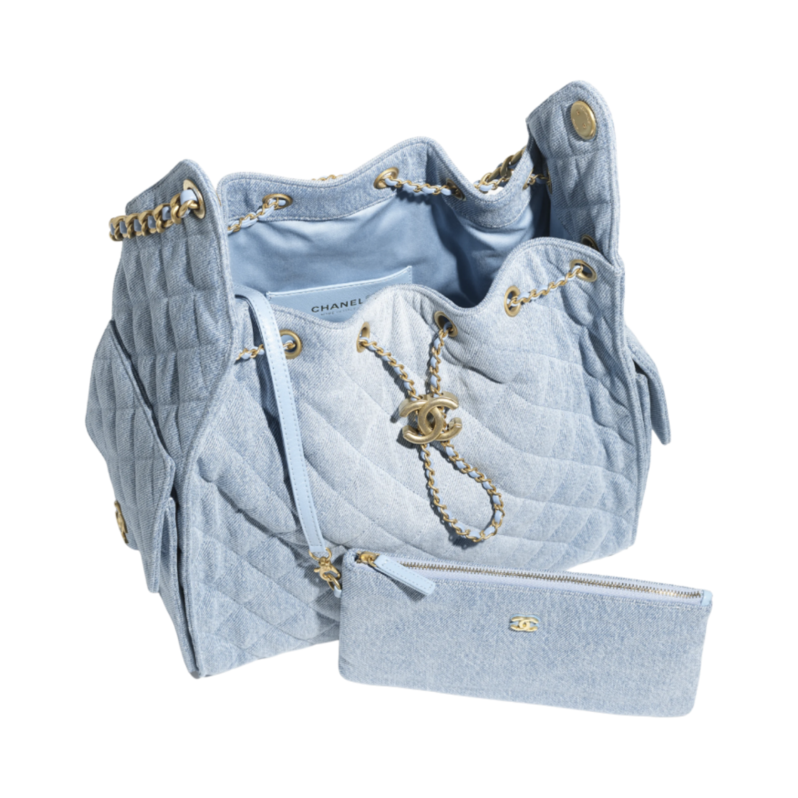 샤넬 25 미디움 핸드백 워시드 데님 & 골드 메탈 블루(Chanel 25 Medium Handbag Washed Denim & Gold Blue) - 3