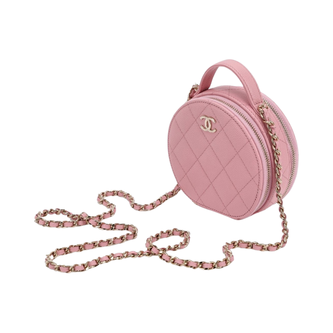 샤넬 스몰 체인 코스메틱 케이스 그레인드 카프스킨 & 골드 메탈 핑크(Chanel Small Vanity With Chain Grained Calfskin & Gold Pink) - 3