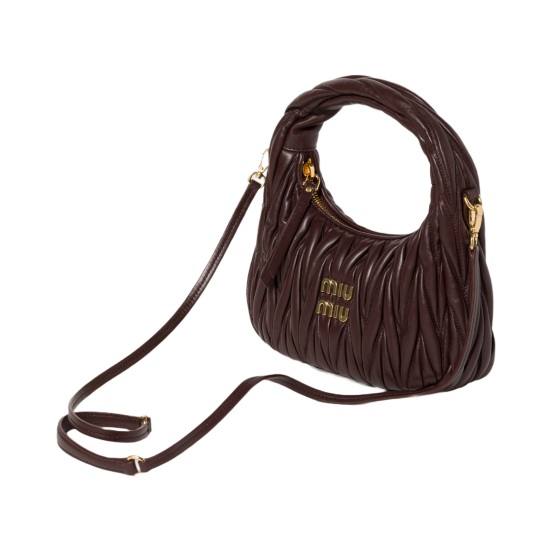 미우 미우 완더 마테라쎄 나파 레더 호보백 브라운(Miu Miu Wander Matelassé Nappa Leather Hobo Bag Brown) - 3