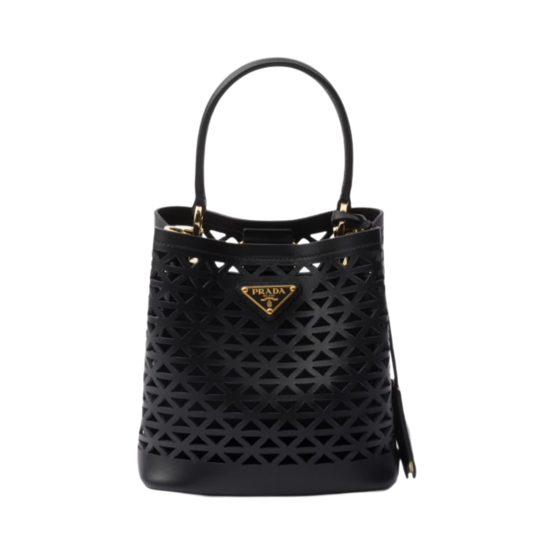 1BA217-2CY4-F0002 Prada Panier Leather Mini Bag with Cut Out Motif Black
