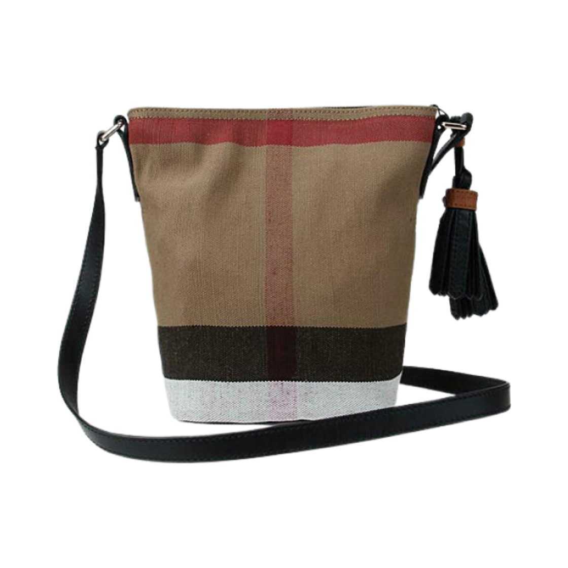버버리 미니 캔버스 체크 애쉬비 태슬 크로스바디백 블랙(Burberry Mini Canvas Check Ashby Tassel Crossbody Bag Black) - 1