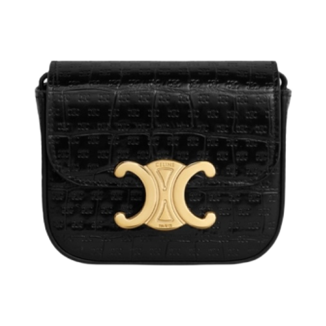 셀린느 미니 클로드 카프스킨 크로코 이펙트 엠보스 트리옹프 블랙(Celine Mini Claude in Calfskin Croco Effect Embossed Triomphe Black) - 1
