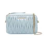 Miu Miu Matelasse Nappa Leather Shoulder Bag Sky Blue