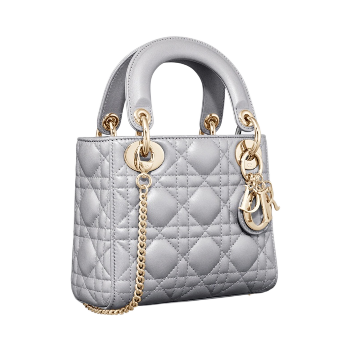 디올 미니 레이디백 까나쥬 램스킨 오팔린 그레이(Dior Mini Lady Bag Cannage Lambskin Opaline Gray) - 2