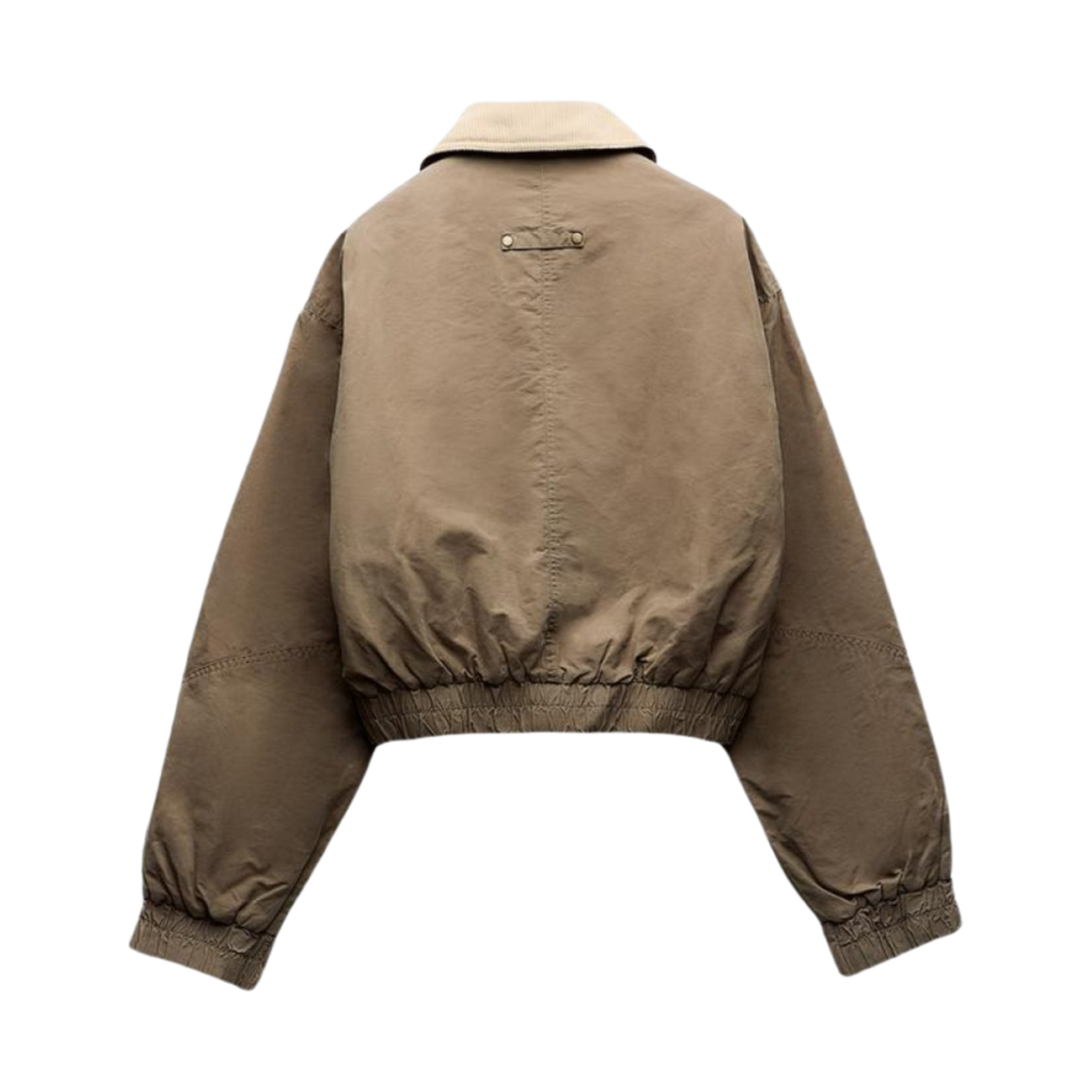 (W) 자라 콘트라스트 네크라인 왁스드 봄버 자켓 브라운 도트((W) Zara Contrast Neckline Waxed Bomber Jacket Brown Dot) - 2