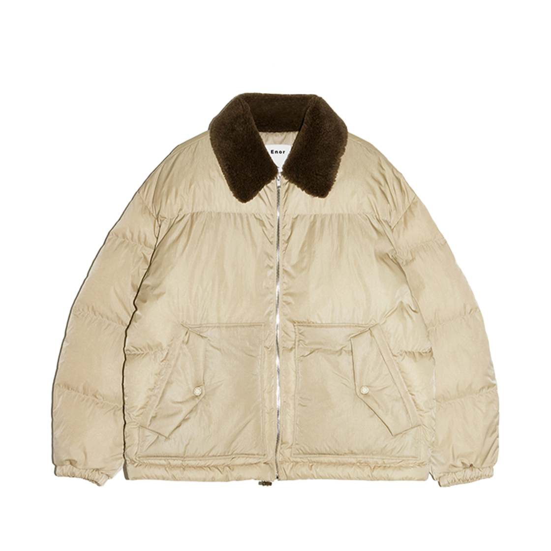 BDWTPD001BG En Or Women Shearing Collar Padding Jacket Beige