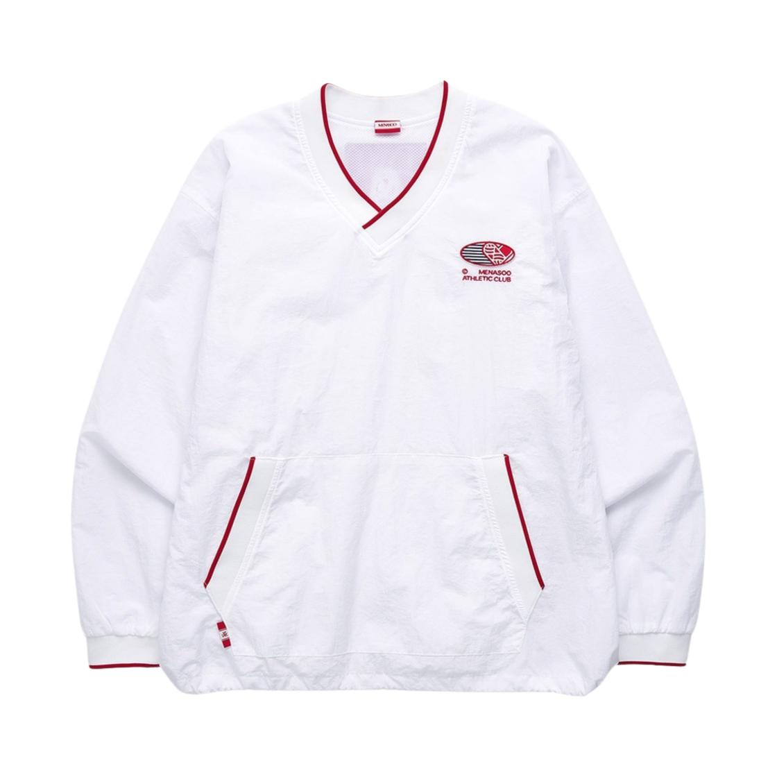 미나수 하트트랙 브이넥 나일론 아노락 자켓 화이트