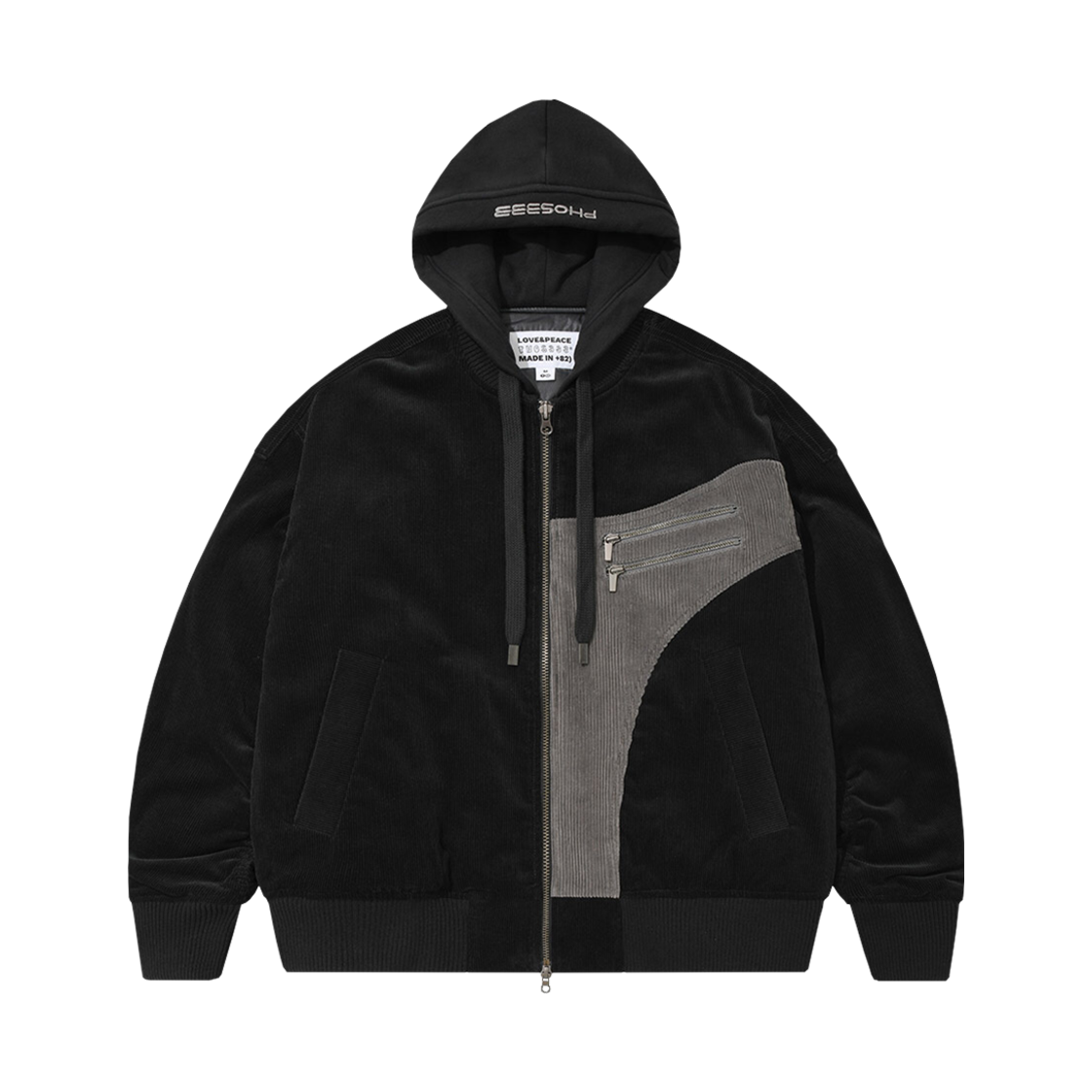 포스333 V2 레이어드 이펙트 봄버 자켓 블랙(PHOS333 V2 Layered Effect Bomber Jacket Black)