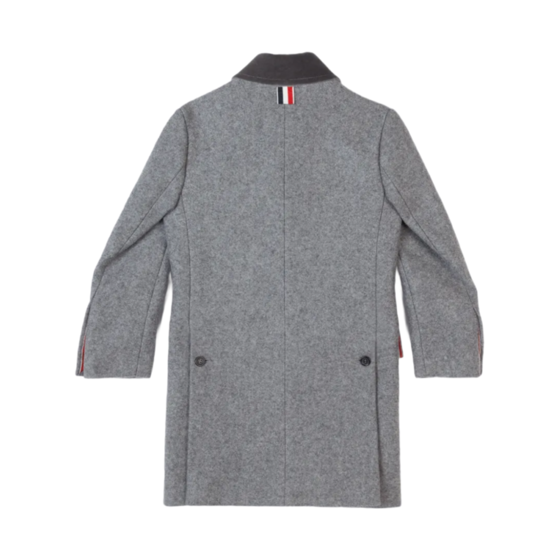 (키즈) 톰브라운 멜튼 울 체스터필드 코트 미디움 그레이((Kids) Thom Browne Melton Wool Chesterfield Coat Medium Grey) - 2