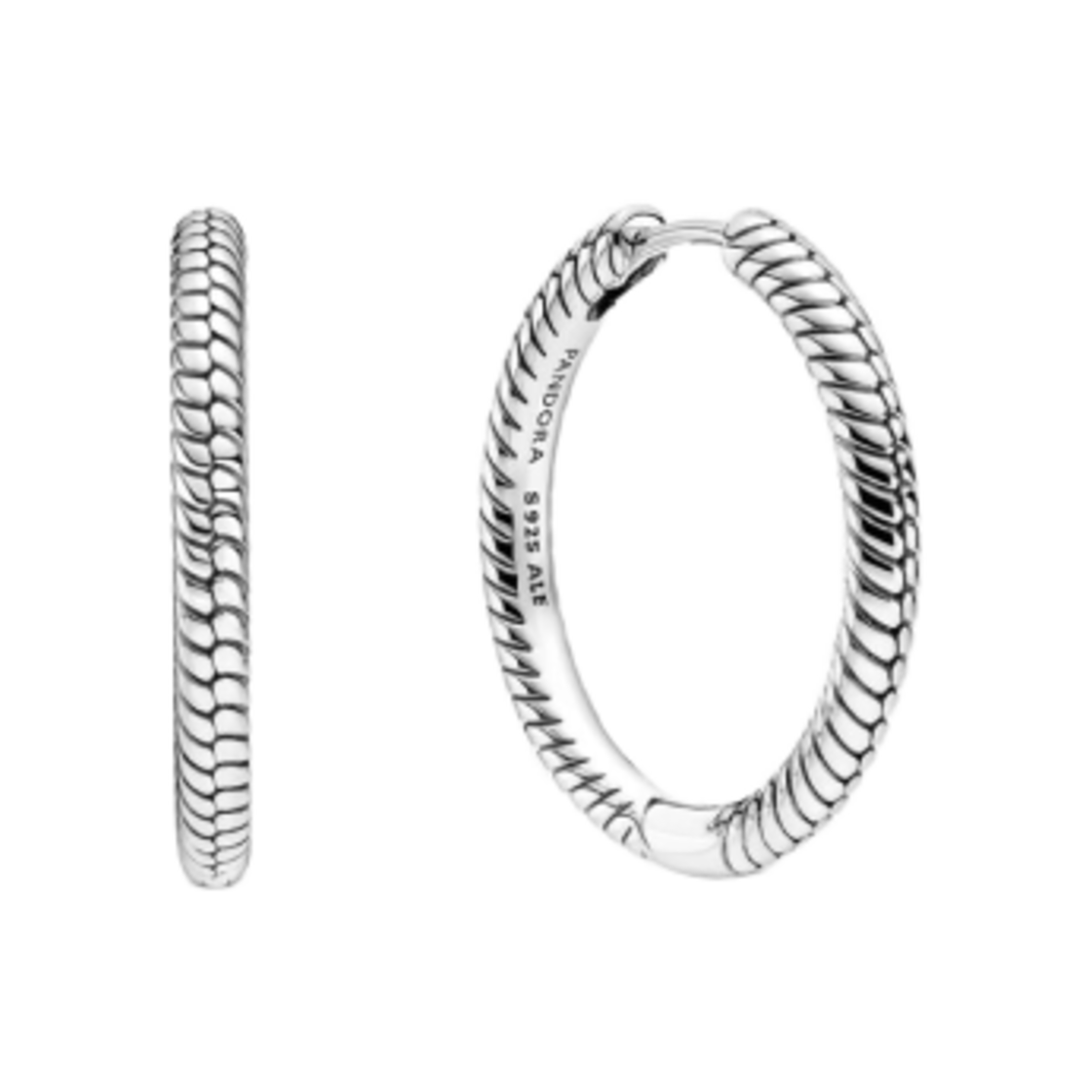 (W) 판도라 모먼트 참 후프 이어링 스털링 실버((W) Pandora Moments Charm Hoop Earrings Sterling Silver) - 1
