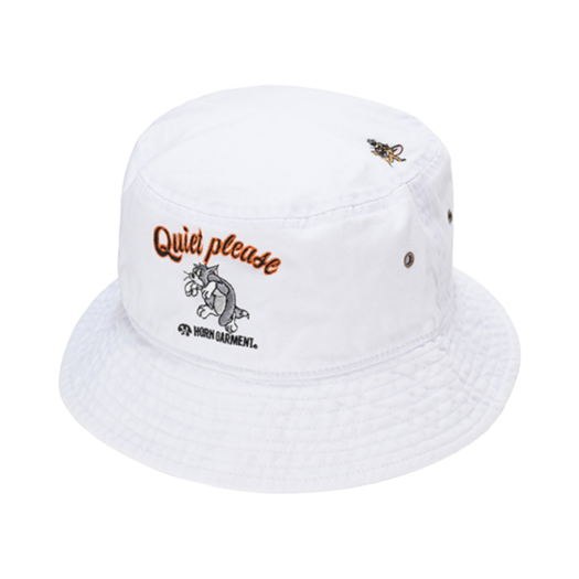 Horn Garment Tom & Jerry Logo Point Bucket Hat White