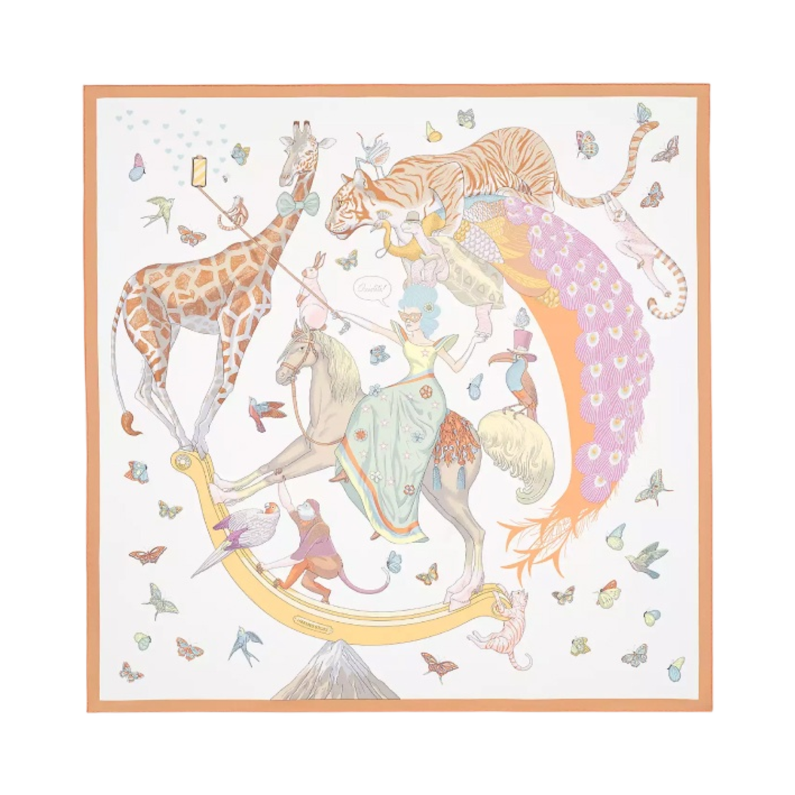 (W) 에르메스 스토리 스카프 90 블랑 베쥬 멀티꼴로르((W) Hermes Story Scarf 90 Blanc Beige Multicolore) - 1