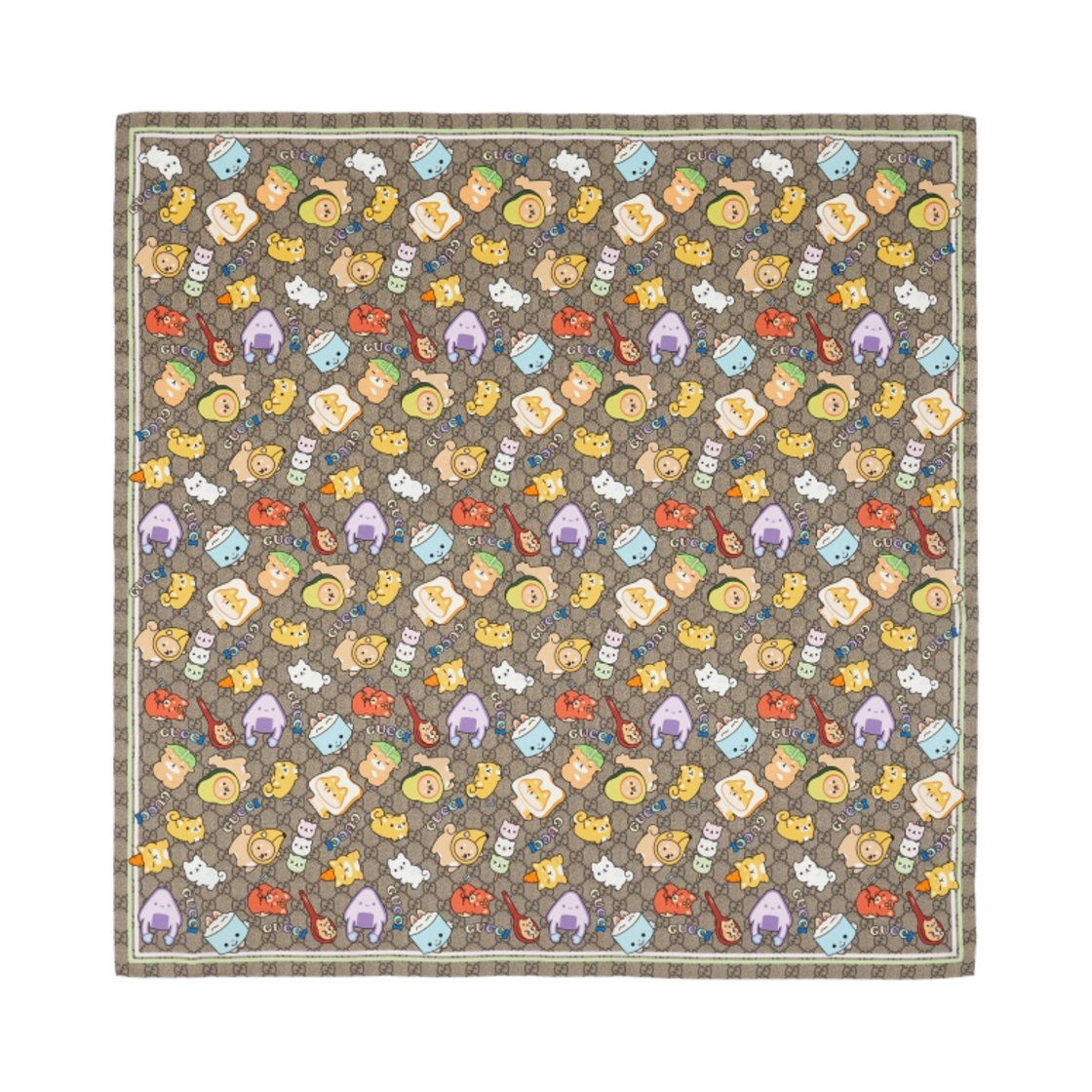 (W) 구찌 GG 애니멀 프린트 실크 스카프 베이지 멀티컬러((W) Gucci GG Animal Print Silk Scarf Beige Multicolour) - 1