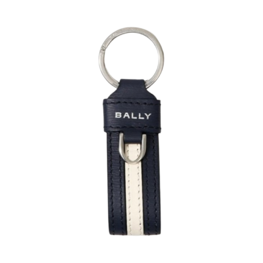 6304901 Bally Ribbon Leather Key Holder Navy