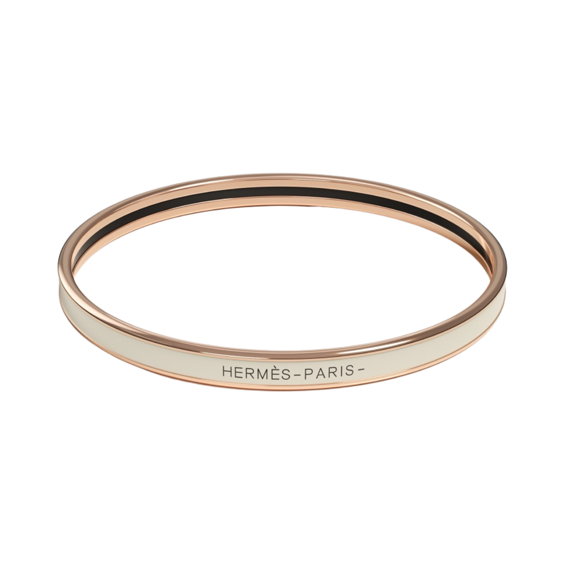 (W) 에르메스 유니 뱅글 로즈 골드 하드웨어 & 크렘((W) Hermes Uni Bangle Rose Gold & Creme) - 1