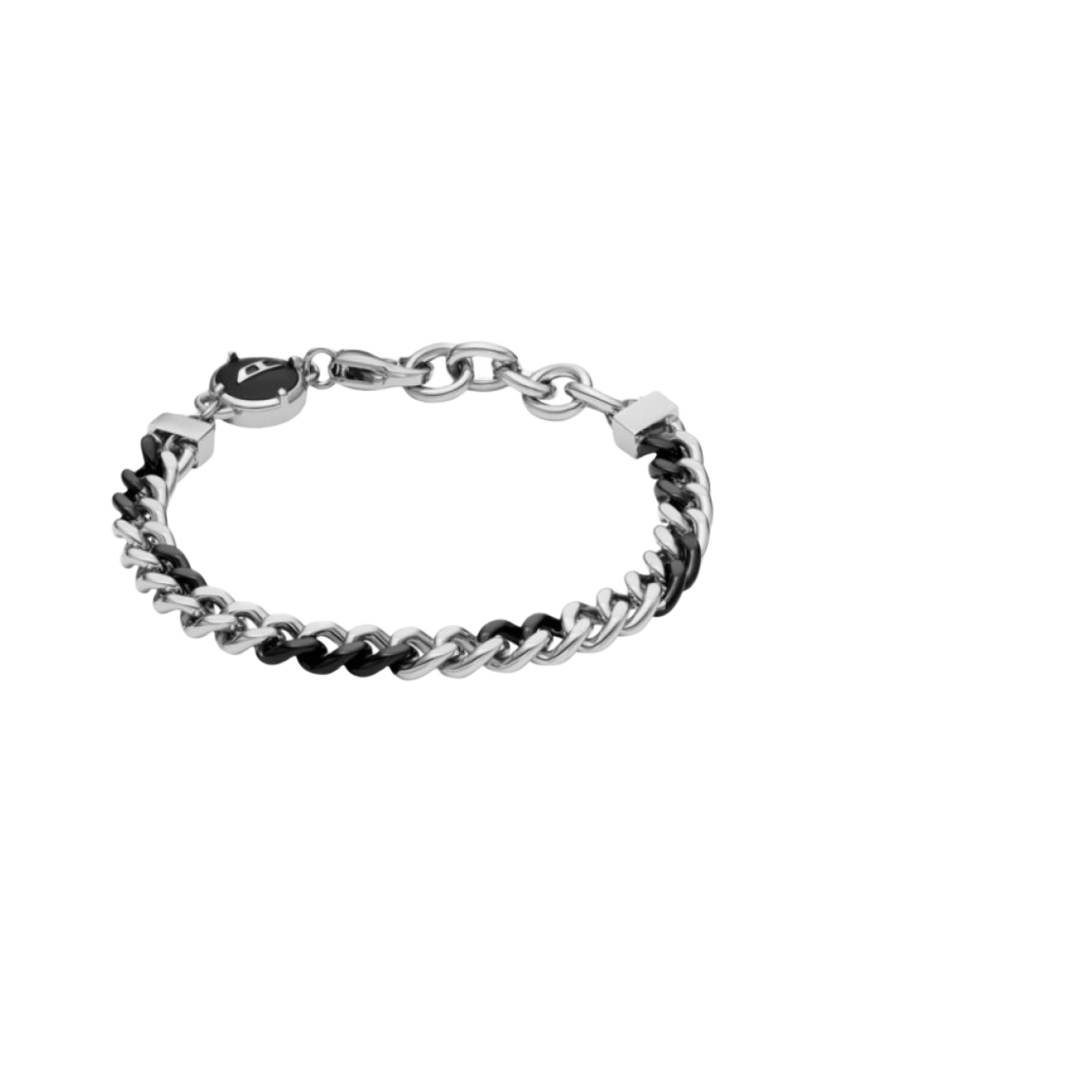 디젤 Dx1498 투톤 스테인리스 체인 브레이슬릿 블랙(Diesel Dx1498 Two-Tone Stainless Steel Chain Bracelet Black)