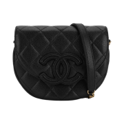 Chanel Mini Messenger Bag Grained Calfskin & Gold Black