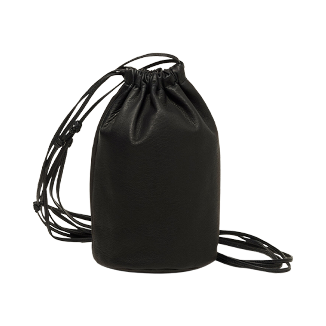 오라리 레더 빅 라운드 스트링 파우치 블랙(Auralee Leather Big Round String Pouch Black)