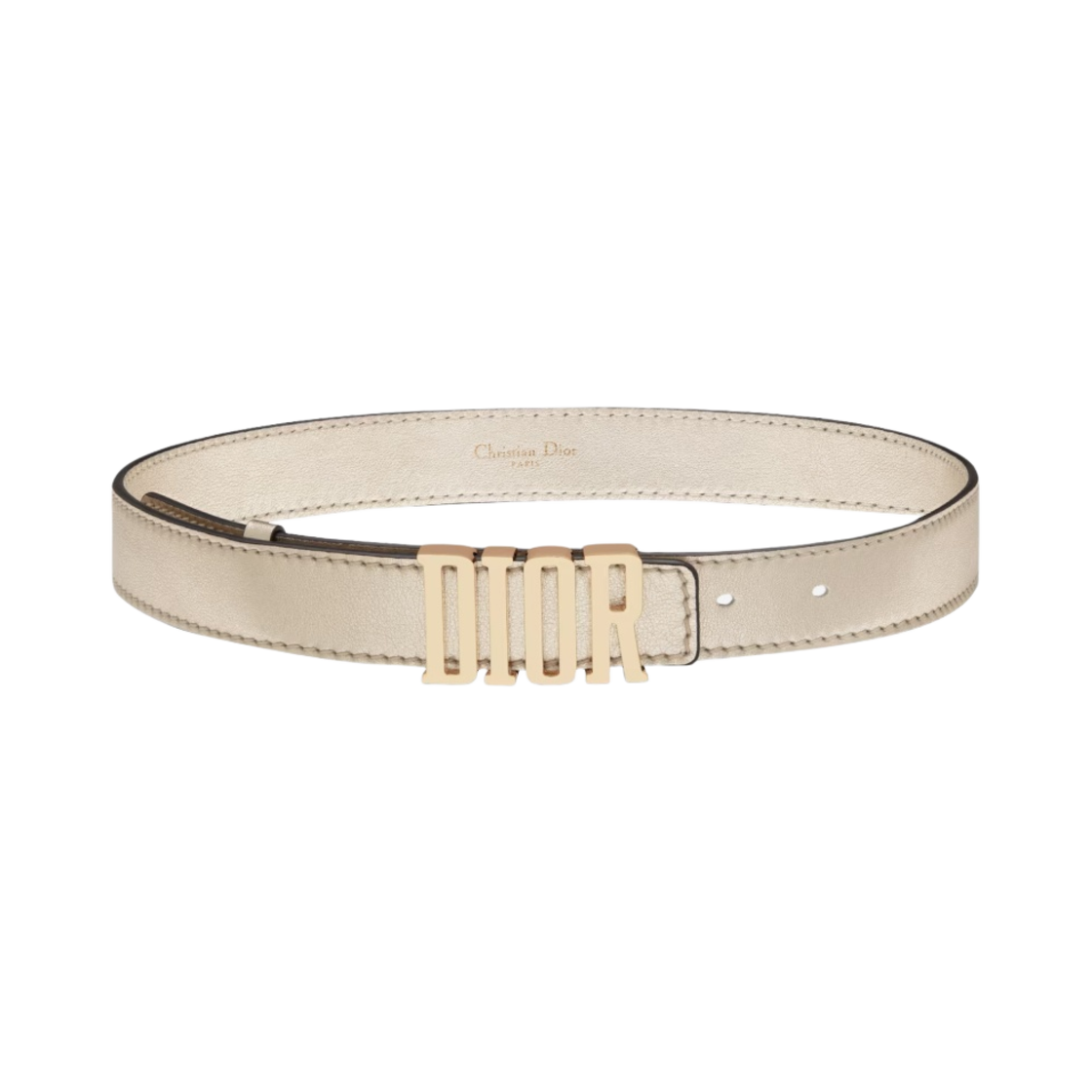 (W) 디올 D 펜스 30mm 크링클 카프스킨 벨트 골드 톤 라미네이티드((W) Dior D Fence 30mm  Crinkled Calfskin Belt Gold Tone Laminated) - 1