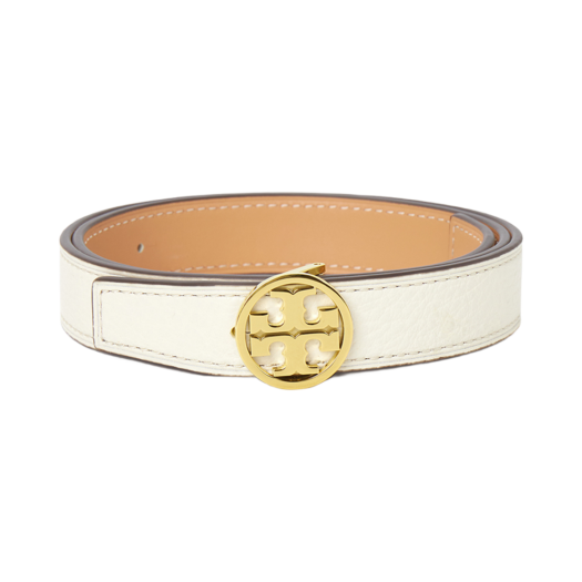 (W) Tory Burch Miller Reversible Belt Ivory