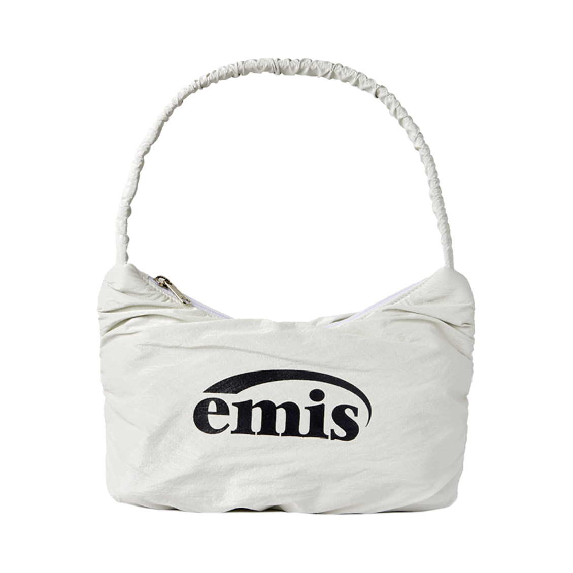 이미스 글로시 셔링 호보백 화이트(Emis Glossy Shirring Hobo Bag White)