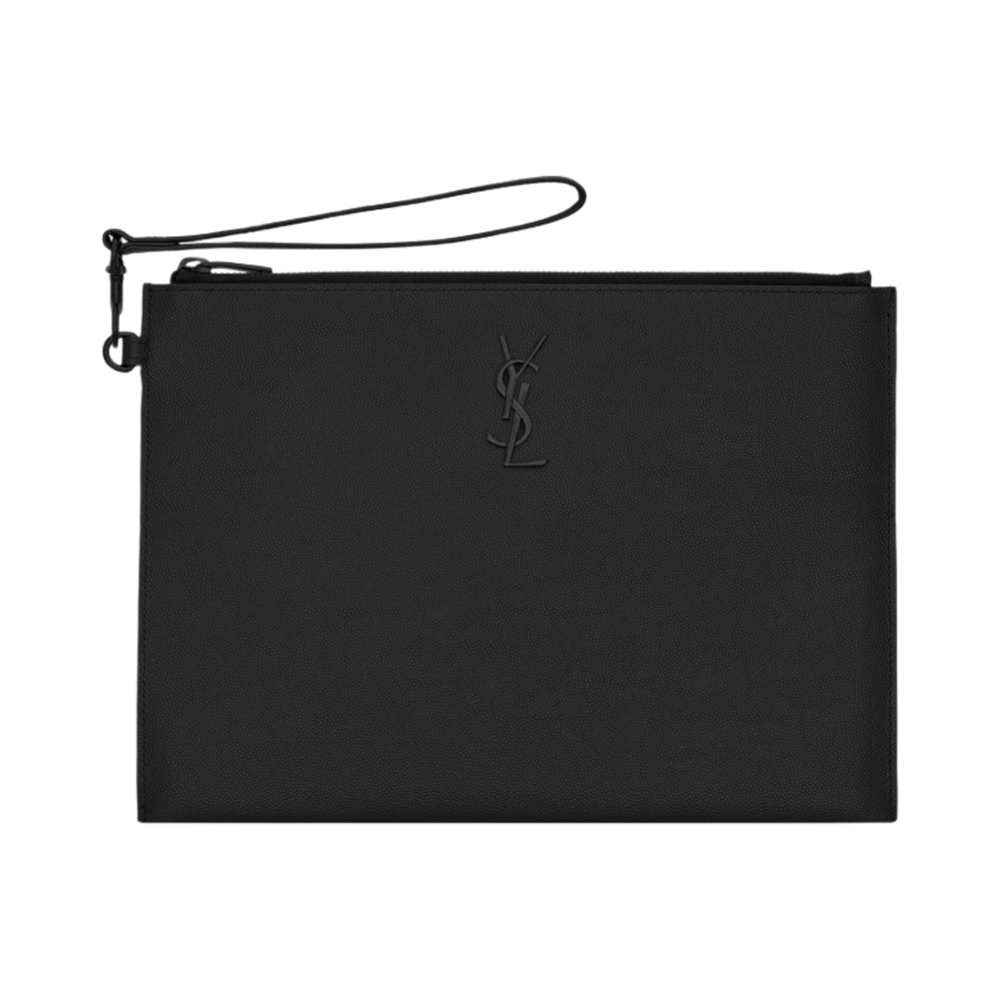 생로랑 그랑 드 뿌드르 엠보스 레더 카산드라 지퍼 태블릿 홀더 블랙(Saint Laurent Cassandre Zipped Tablet Holder in Grain de Poudre Embossed Leather Black) - 1