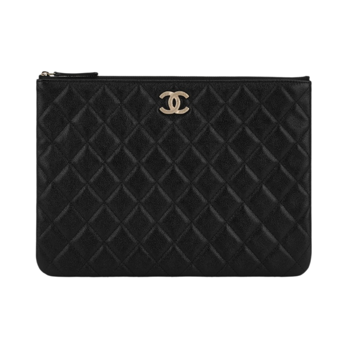 샤넬 미디움 파우치 그레인드 카프스킨 & 골드 메탈 블랙(Chanel Medium Pouch Grained Calfskin & Gold Black) - 1