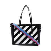 Off-White Binder Diag Saffiano Shopper Bag Black White
