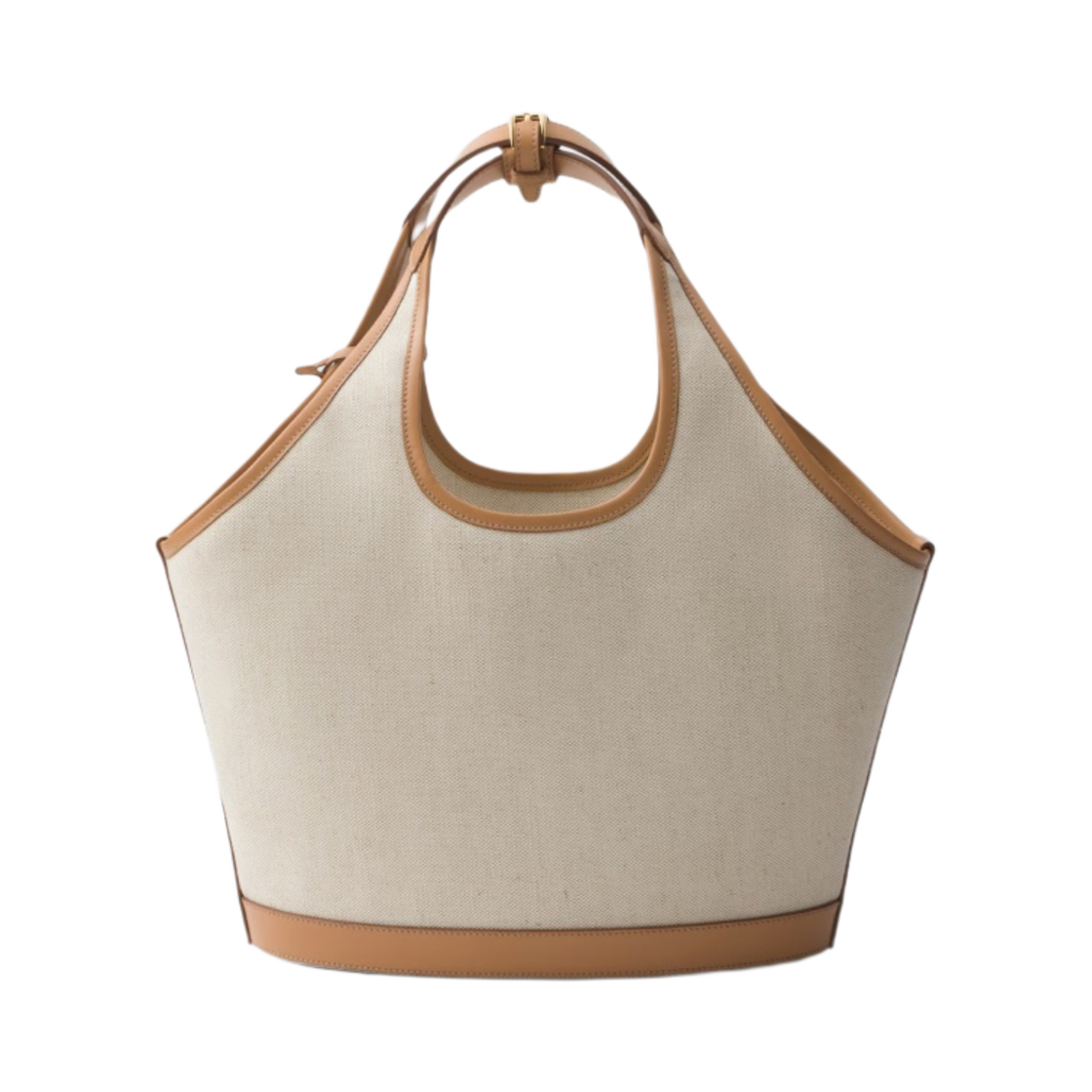 프라다 미디엄 리넨 혼방 및 레더 토트백 내츄럴(Prada Medium Linen Blend and Leather Tote Bag Natural) - 3