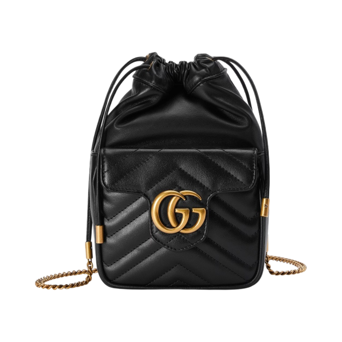 구찌 GG 마몽 미니 미니백 블랙 레더(Gucci GG Marmont Mini Bucket Bag Black Leather) - 1