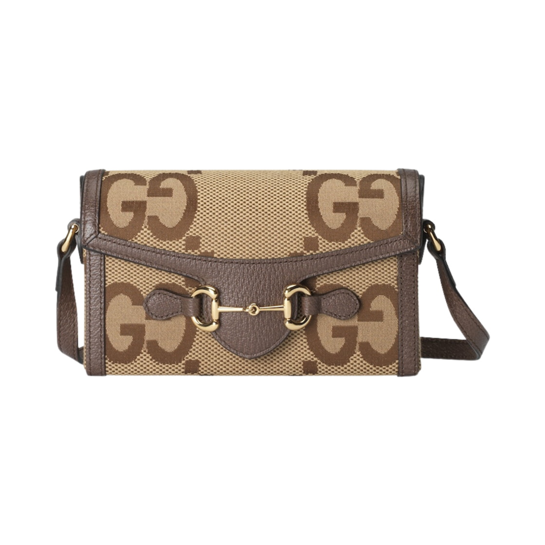 구찌 홀스빗 1955 점보 GG 미니백 카멜 에보니 캔버스(Gucci Horsebit 1955 Jumbo GG Mini Bag Camel Ebony Canvas) - 1