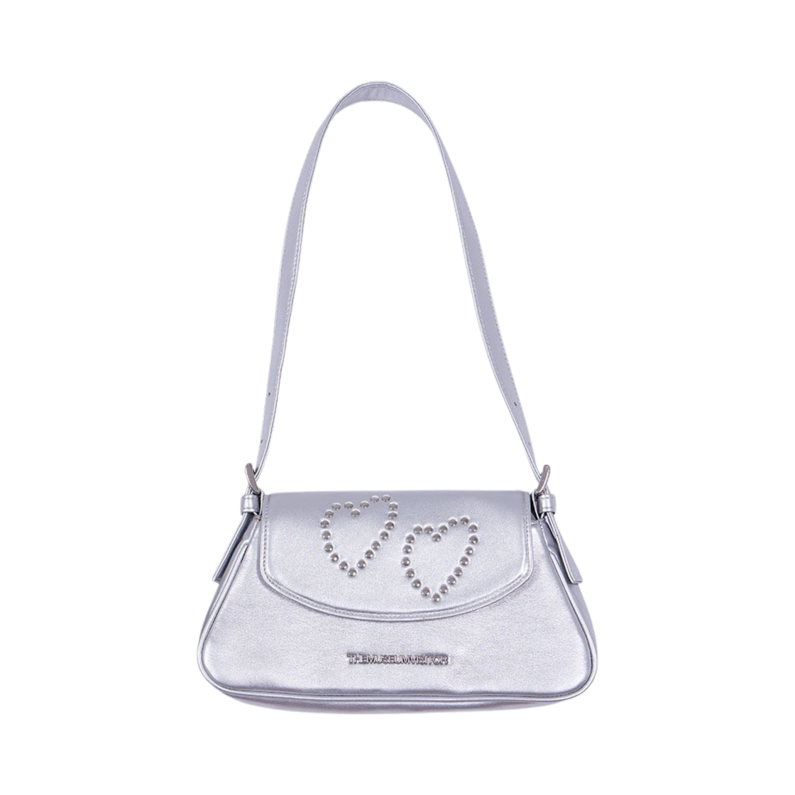 더뮤지엄비지터 우먼 하트 스터드 미니백 실버