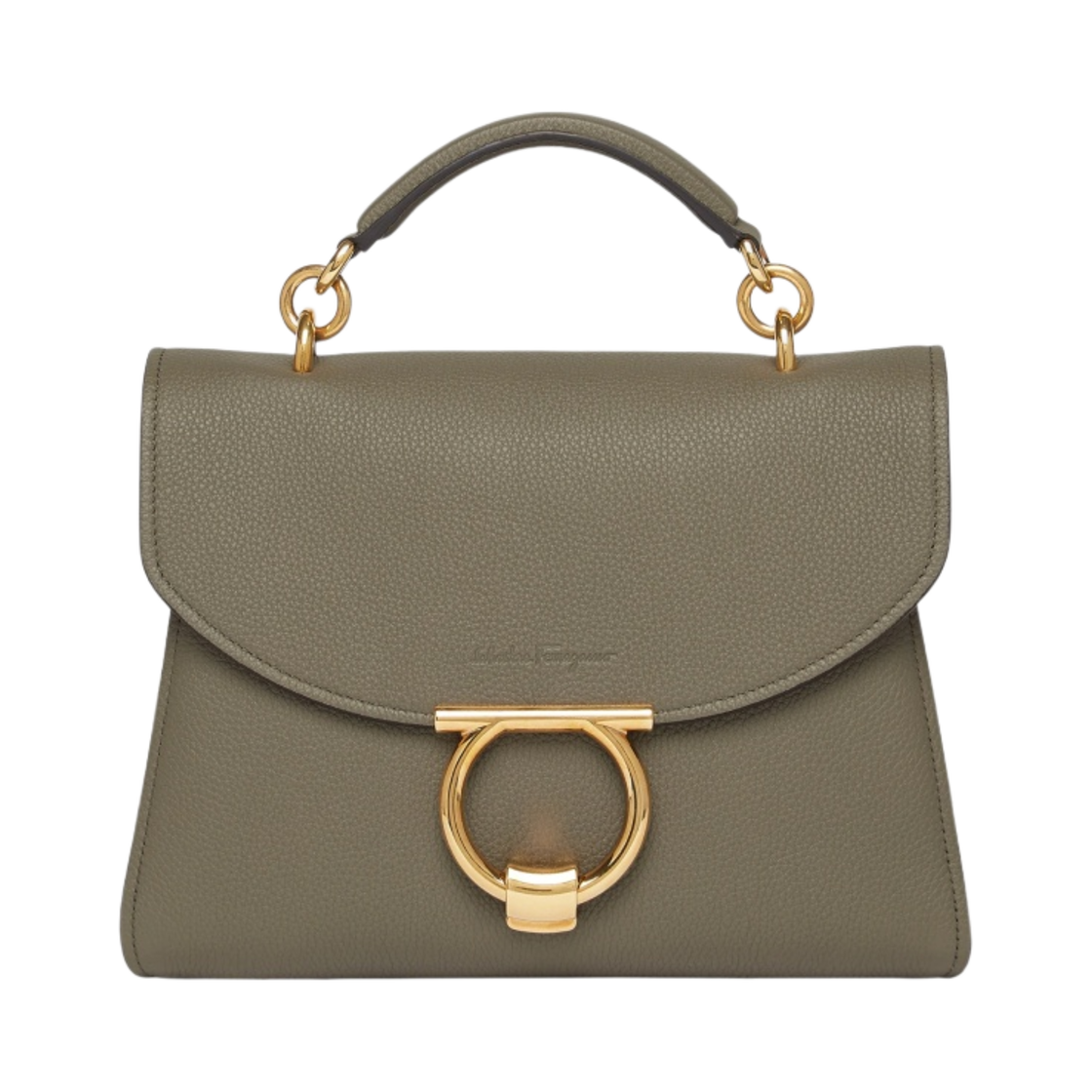 페라가모 스몰 간치니 탑 핸들백 올리브 그린(Ferragamo Small Gancini Top Handle Bag Olive Green) - 1