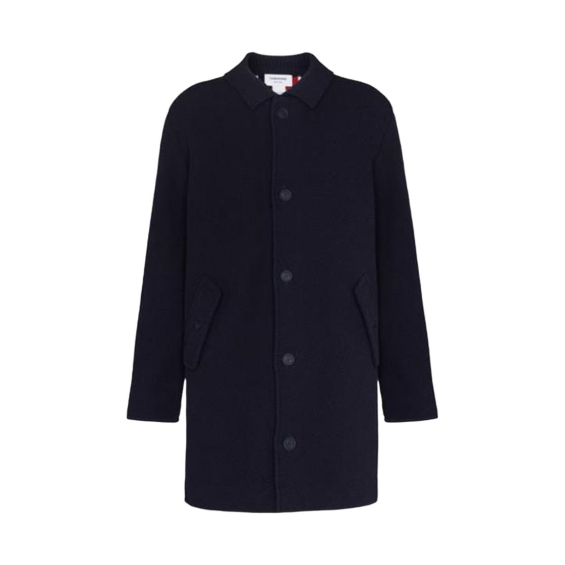 MKJ079A-Y9009-415 Thom Browne Center Back Wide RWB Twill Stitch Coat Navy