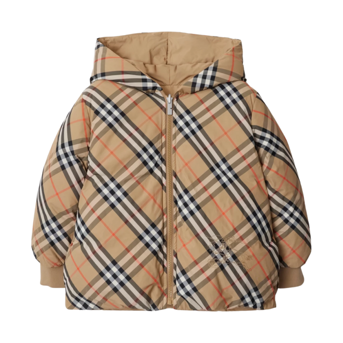 (키즈) 버버리 리버시블 체크 나일론 퍼퍼 자켓 샌드((Kids) Burberry Reversible Check Nylon Puffer Jacket Sand)