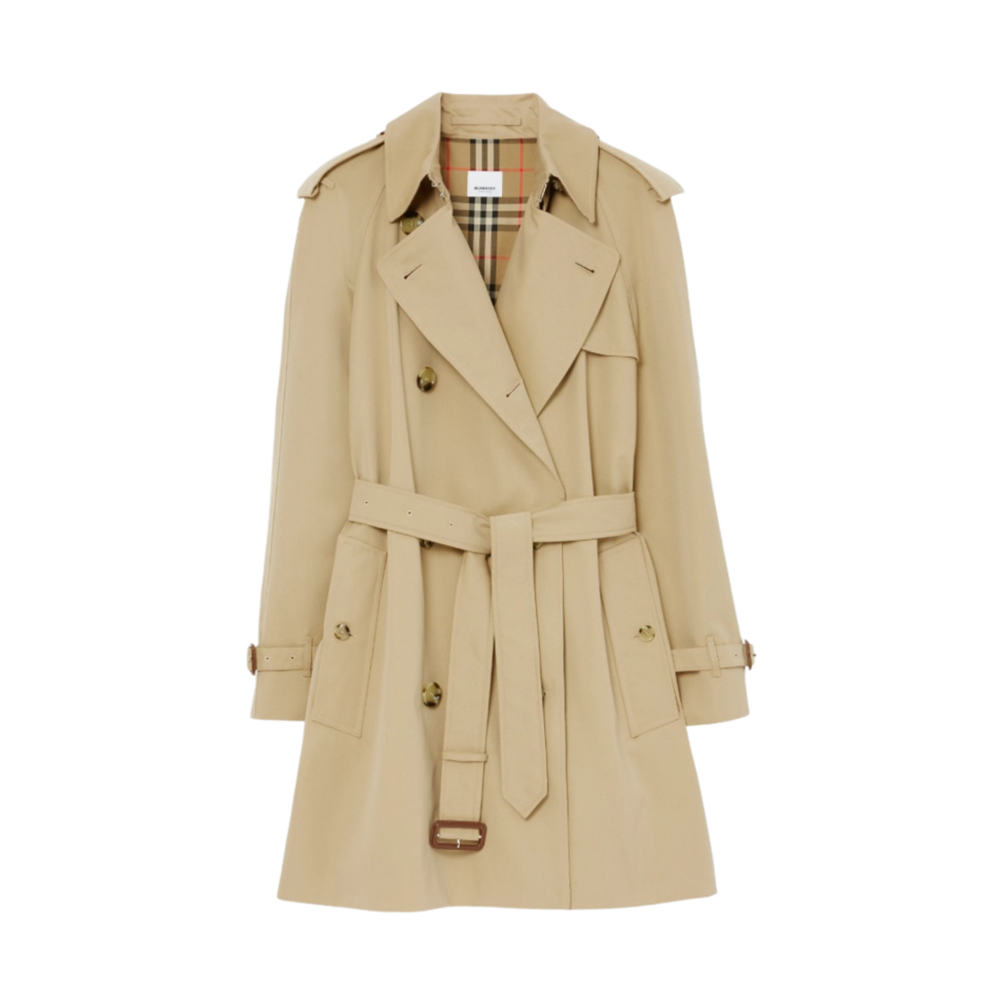 8072681 (W) Burberry Short Gabardine Trench Coat Honey