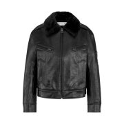 (W) Dior Taurillon Leather with White Miss Dior Graffiti Signature Jacket Black