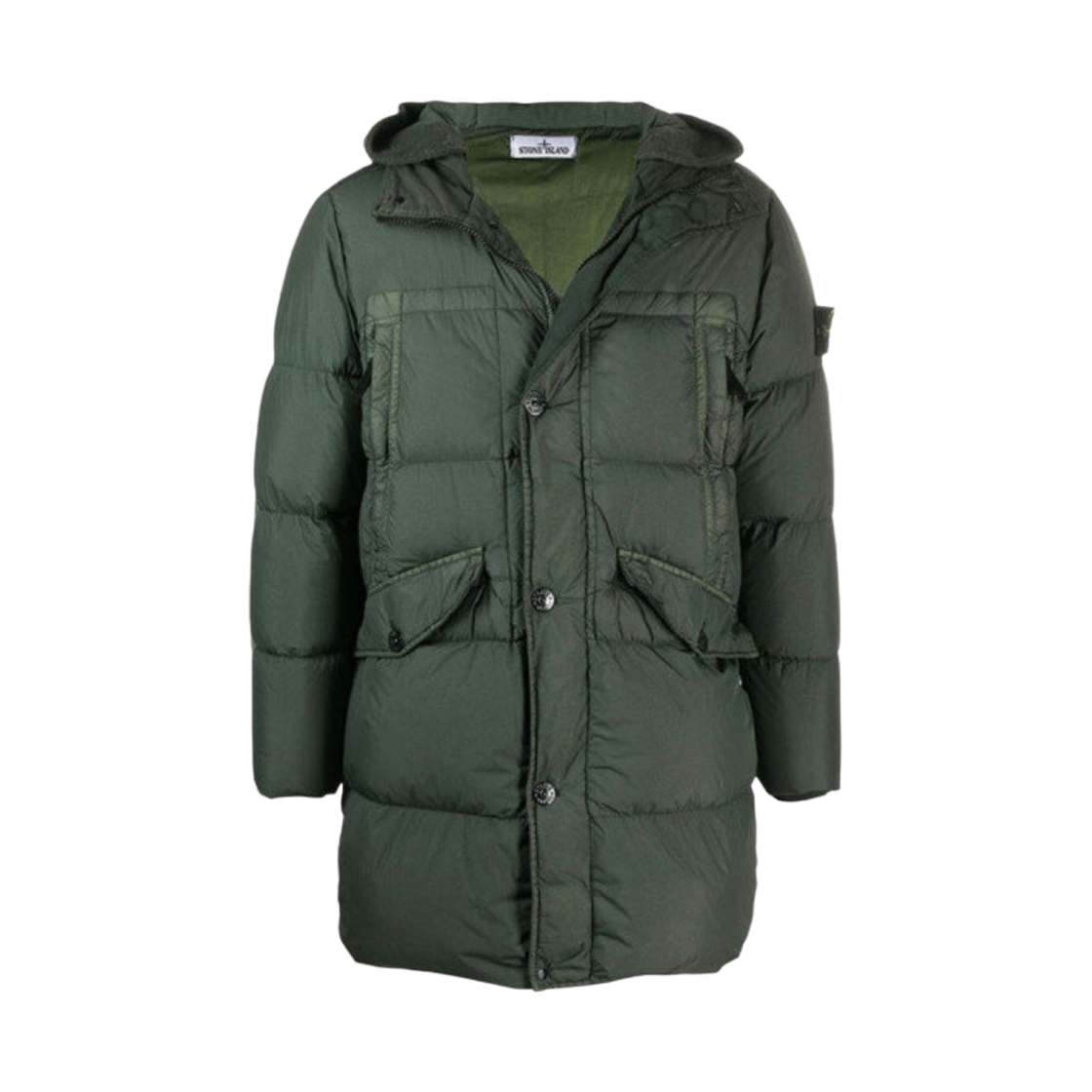 스톤 아일랜드 70123 크링클랩스 후드 롱 다운 자켓 다크 그린 - 20FW(Stone Island 70123 Crinkle Reps Hooded Long Down Jacket Dark Green - 20FW)