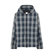 Burberry Check Hooded Jacket White Dark Blue