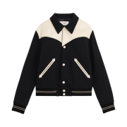 Celine Western Teddy Jacket in Textured Wool Black